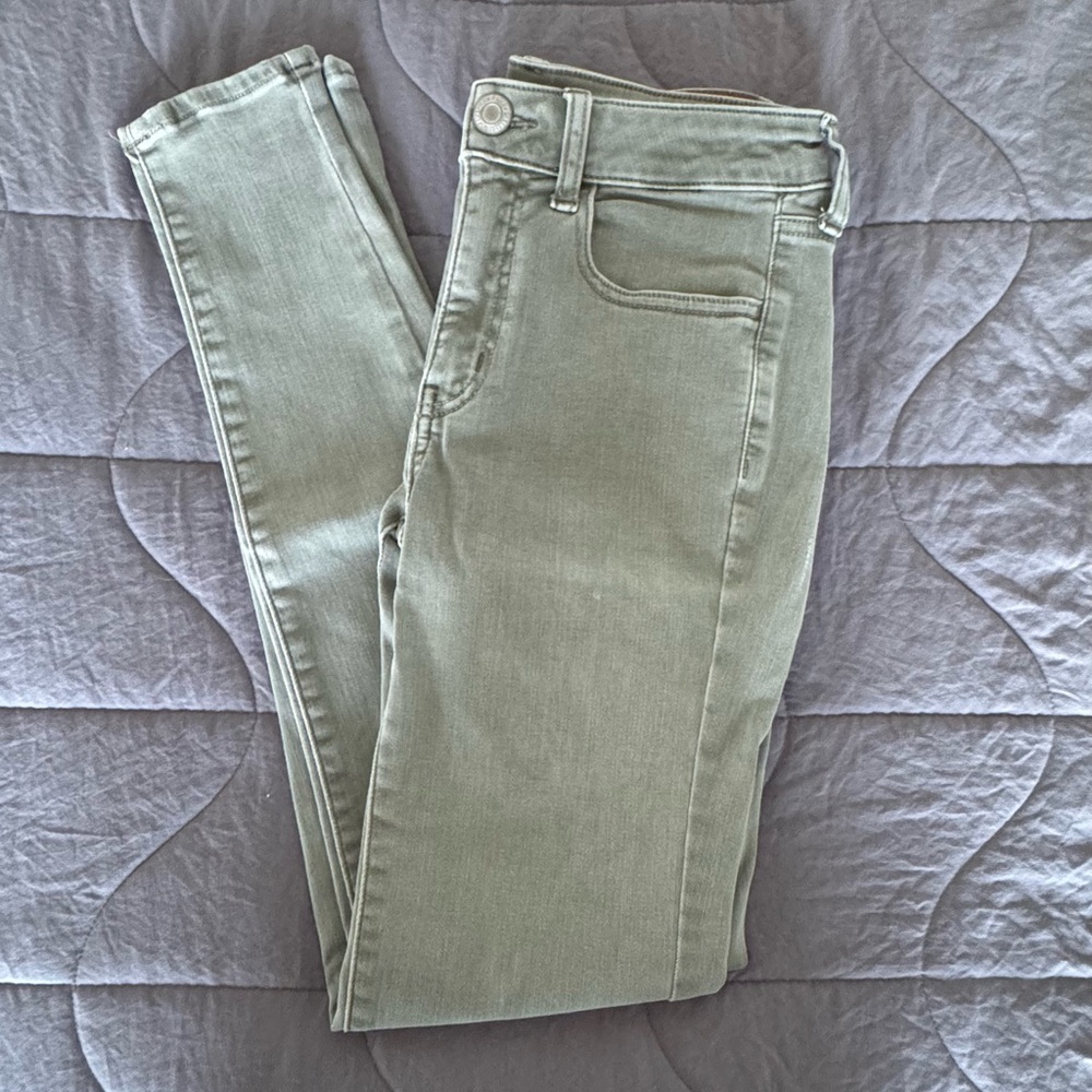 American Eagle Olive Green High Rise Women's Next Level Stretch Jeggings